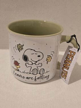 Peanuts Snoopy 'Leaves Are Falling' White & Sage Ceramic Mug